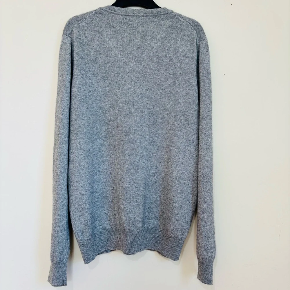 Apt9 Men Large Cashmere Silk V Neck heather gray knit slouchy pullover Sweater